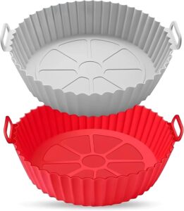 Kit 2 Peças Air Fryer Silicone Reutilizável Resistente ao Calor Livre de BPA Forma Redonda de Silicone Assadeira Air Fryer Acessórios (Cores sortidas) (20 x 4,5 cm)