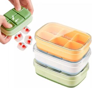 Kit 3 Mini Formas de Gelo com Divisórias e Tampa Forma Com Fundo de Silicone 6 Cubos Premium