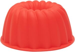 Mimo Style Forma de Silicone Vermelha de Assar Para Pudim, Pode ser Usada para Flan, Bolo, Pastas, Cremes - Antiaderente com 10cm de Diâmetro e Capacidade de 240 ml Flexivel e Resistente