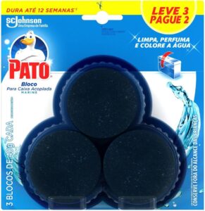 Pato Desodorizador Sanitário Caixa Acoplada Marine, Limpeza Banheiro, Limpa, Pefuma e Colore, Leve 3 Pague 2, 40g